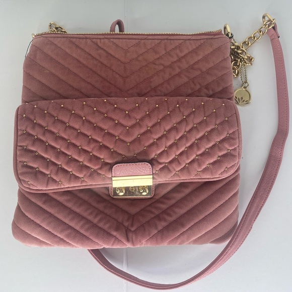 Big Buddha Pink Quilted Crossbody Bag with Gold Hardware Embellishments - Picture 1 of 5